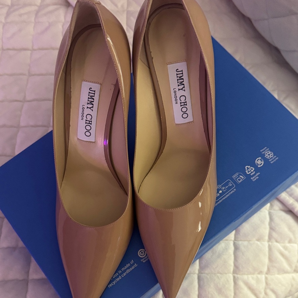 Jimmy Choo Beige Patent Leather Heels
